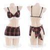 Bộ Cosplay Váy Sọc Caro Phối Ren