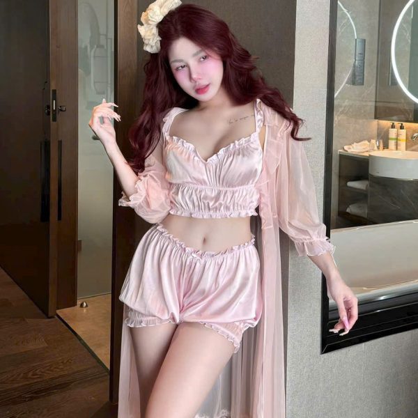 Áo Choàng Ngủ Ren Nữ Tính