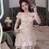 Váy Ngủ Hoa Trễ Vai Nữ Tính
