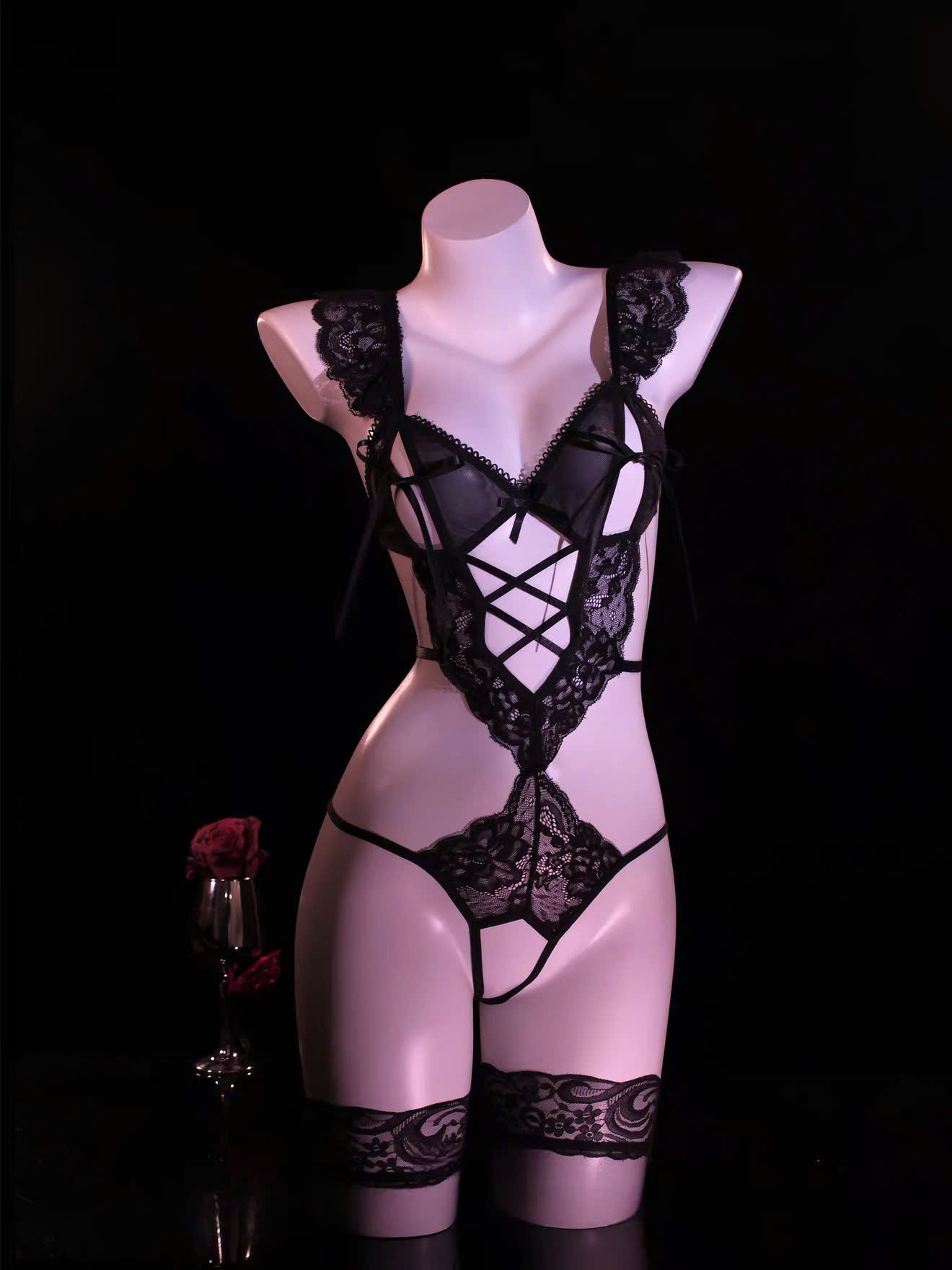 Bộ Bodysuit Nữ Cột Nơ Sexy